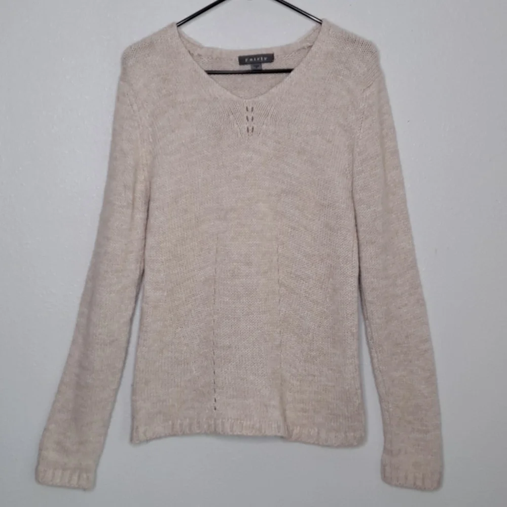 Fairly Women's Merino Wool Alpaca Blend Sweater Long Slv Cream Size 2